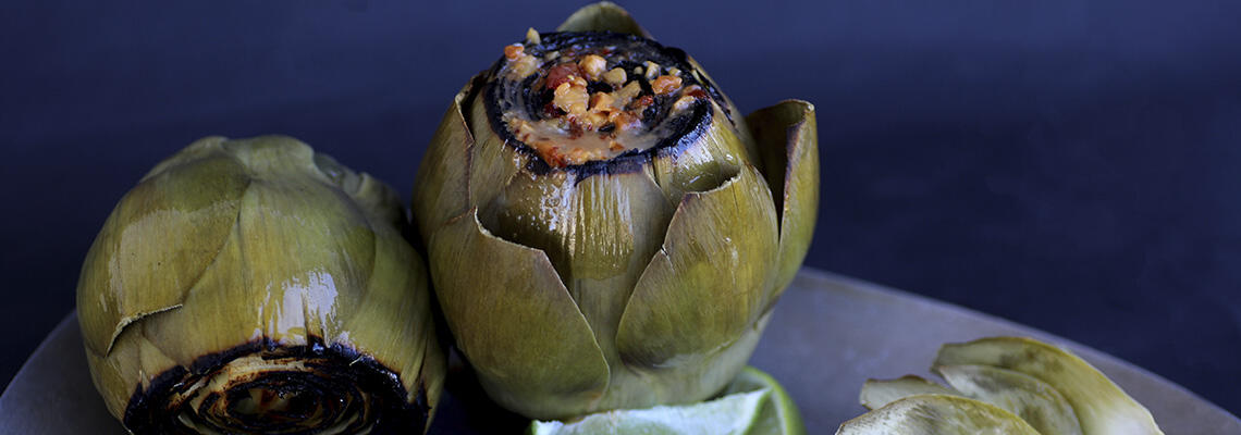 Charred_Artichokes_with_Peanut_Sauce