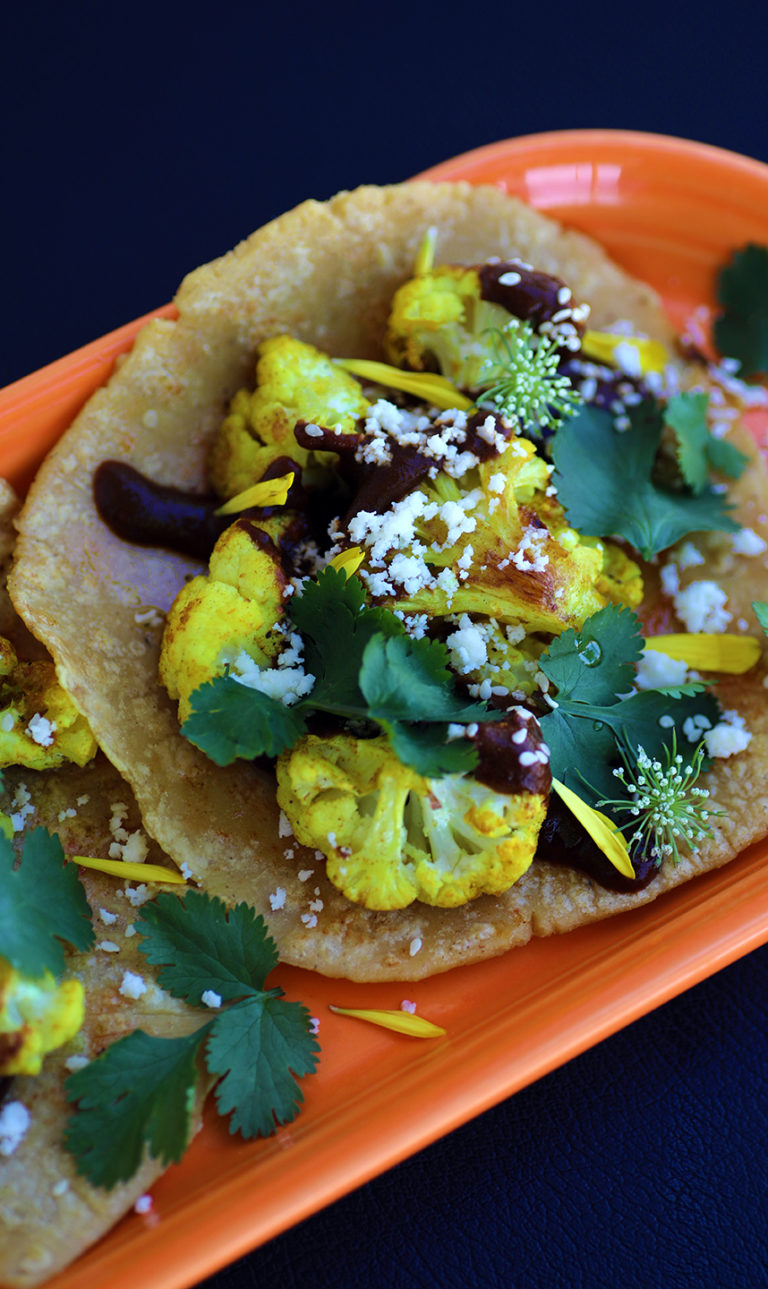 Cauliflower Tacos with Mole Sauce