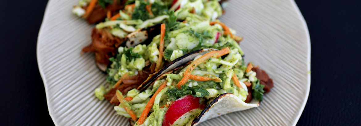 Jackfruit Tacos with RSS Heart-Y Slaw