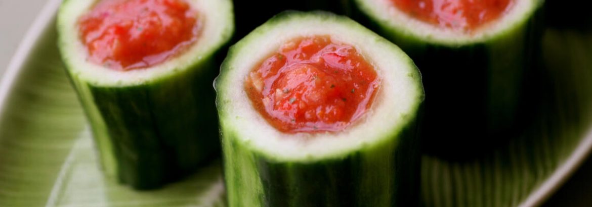 Gazpacho in Cucumber Cups