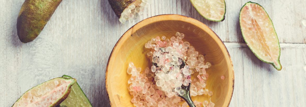 Australian finger lime or caviar lime, edible fruits used in gourmet cuisine. Citrus australasica