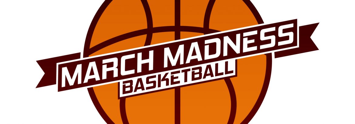 March Madness basketball sport design. Basketball tournament logo, emblem, designs with basketball ball.