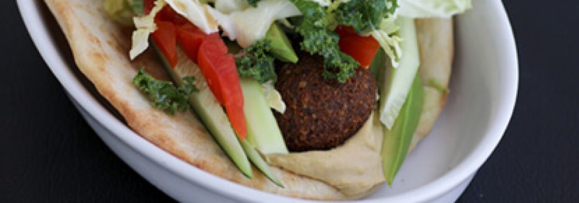 Falafel sandwich on a plate